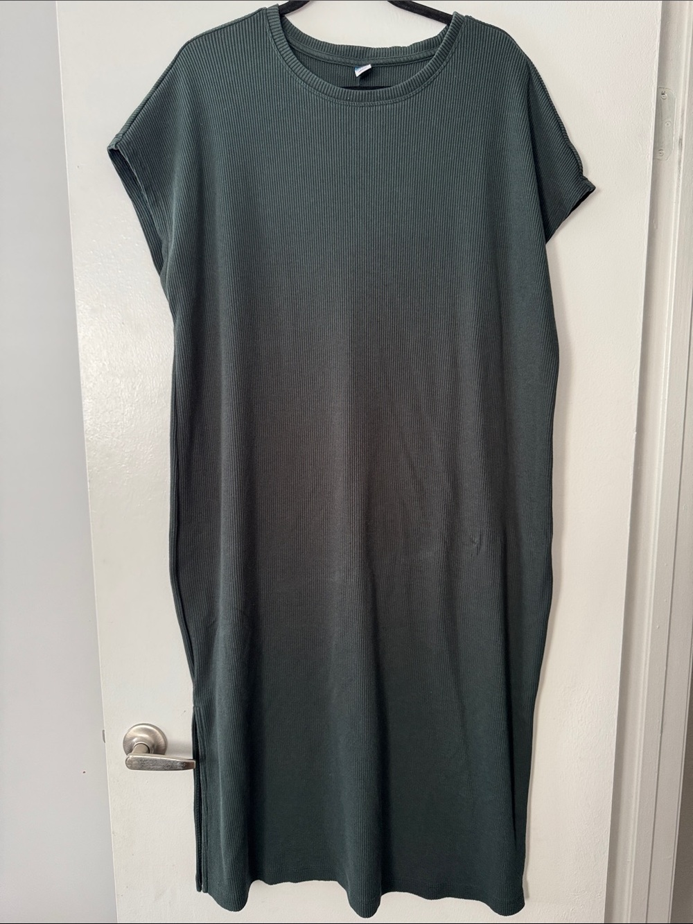 Old Navy Olive Green Ribbed Midi Dress